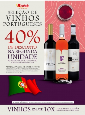 Todos os Vinhos Portugueses com 40% na segunda un. do mesmo produto e tamanho